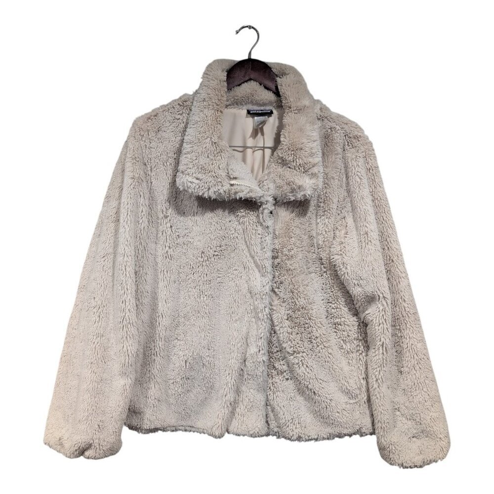 Patagonia Jacket Womens L Cream Pelage Coat High Pile Teddy Lined Zip Fleece